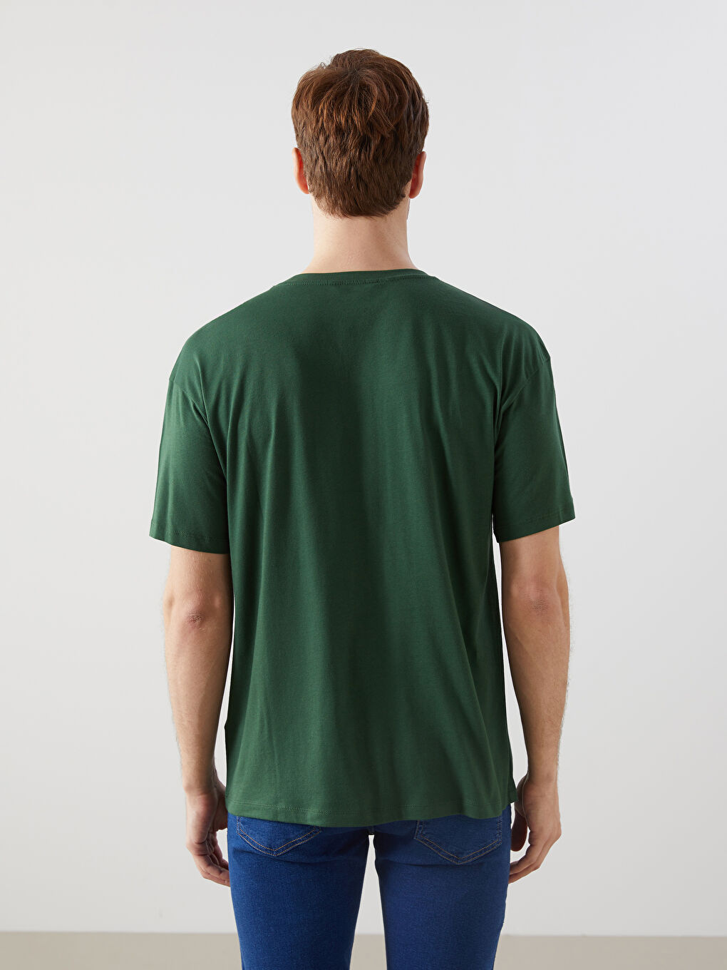 Yeşil Bisiklet Yaka Kısa Kollu Baskılı Penye Erkek Tişört-3