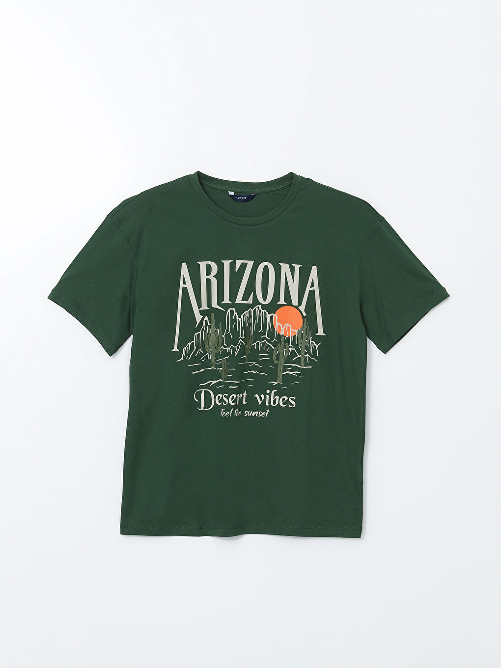 Yeşil Bisiklet Yaka Kısa Kollu Baskılı Penye Erkek Tişört-4