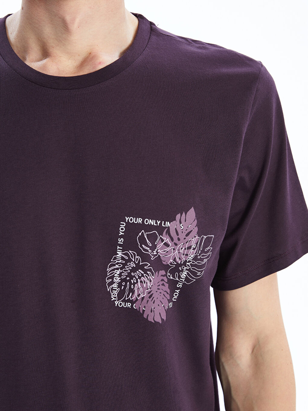 Mürdüm Bisiklet Yaka Kısa Kollu Baskılı Penye Erkek Tişört-2