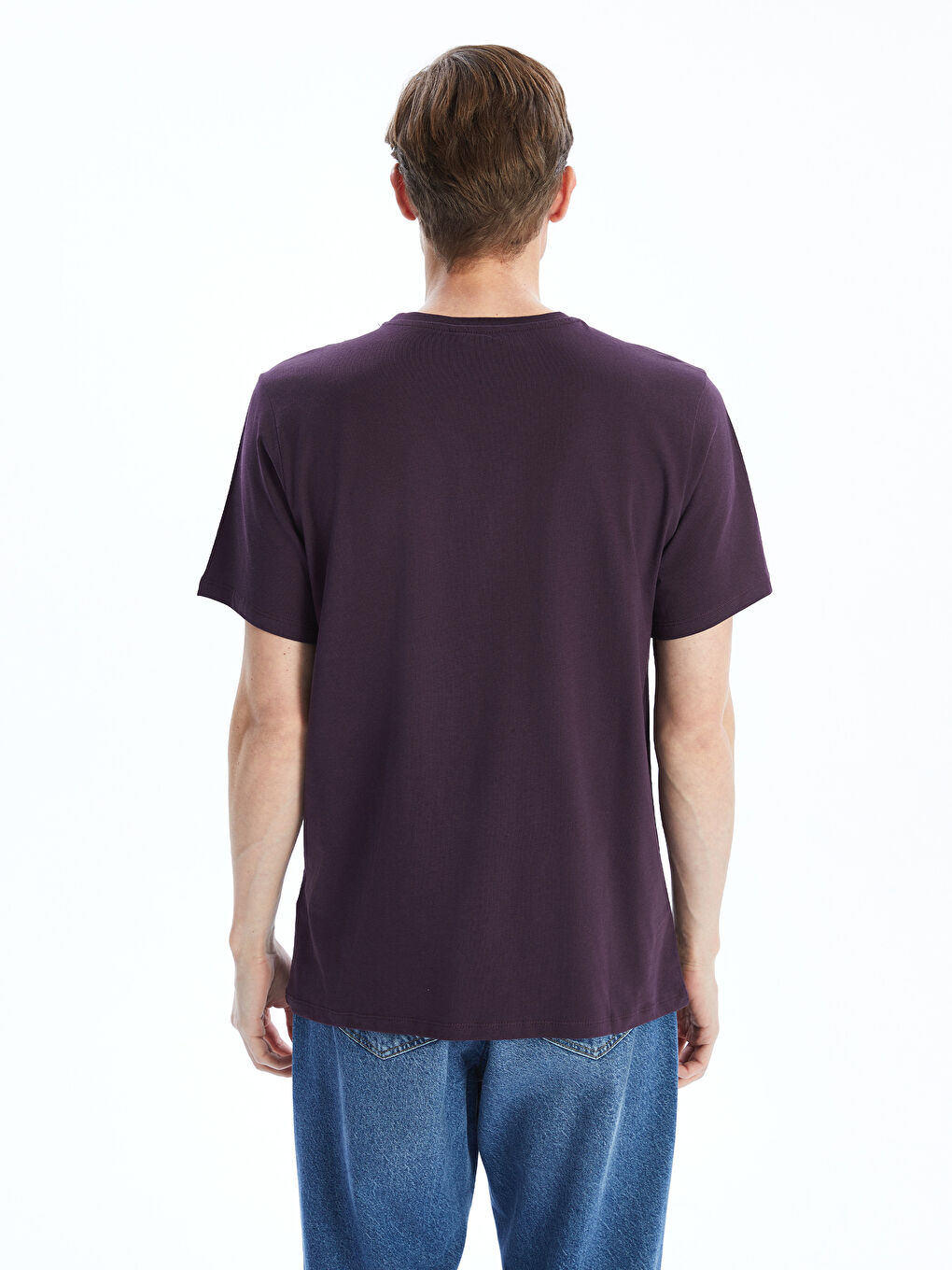 Mürdüm Bisiklet Yaka Kısa Kollu Baskılı Penye Erkek Tişört-3