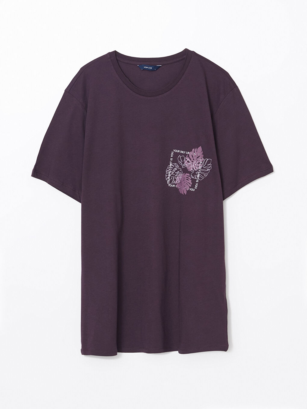 Mürdüm Bisiklet Yaka Kısa Kollu Baskılı Penye Erkek Tişört-4