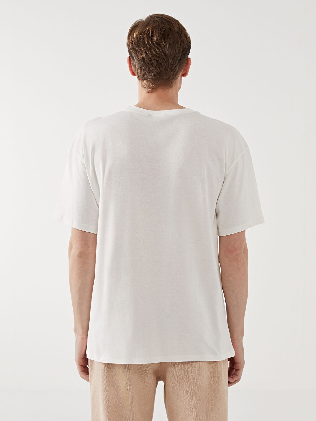 Gri Bisiklet Yaka Kısa Kollu Baskılı Penye Erkek Tişört-3