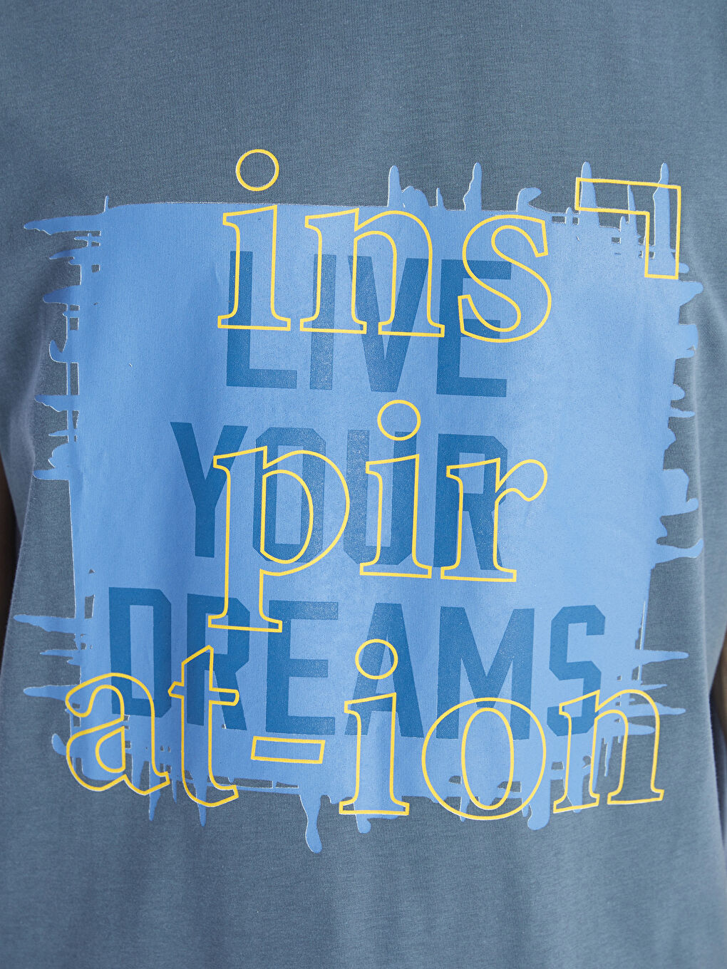 İndigo Bisiklet Yaka Düz Grafitili Erkek Tişört-2