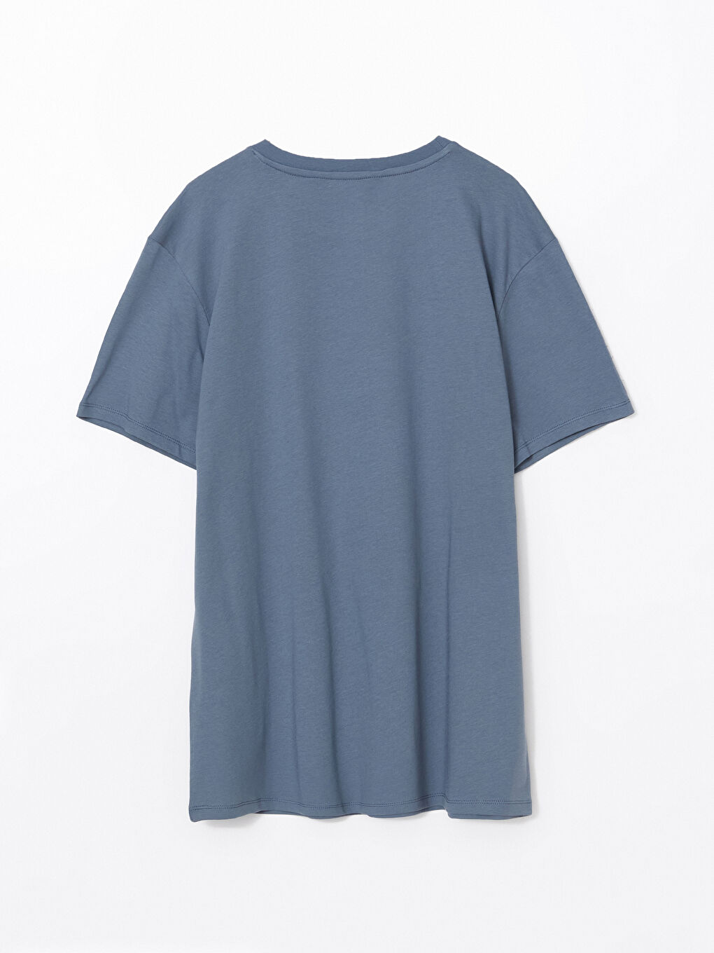 İndigo Bisiklet Yaka Düz Grafitili Erkek Tişört-5