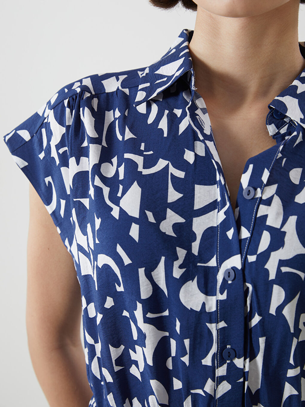 Collared Neck Patterned Women's Dress -S5HP69Z8-LSJ