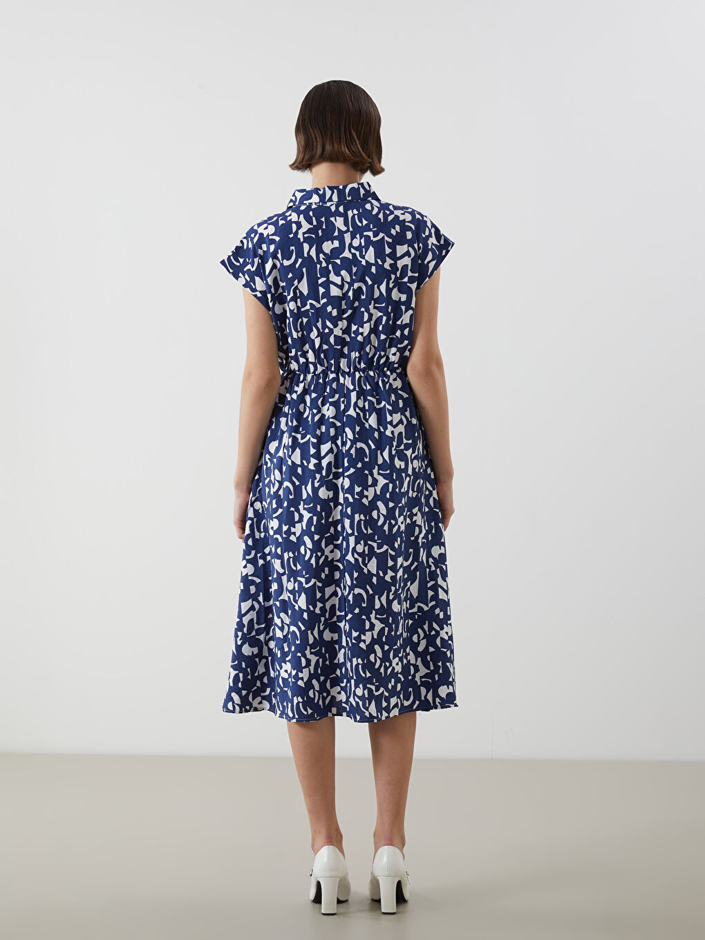 Collared Neck Patterned Women's Dress -S5HP69Z8-LSJ