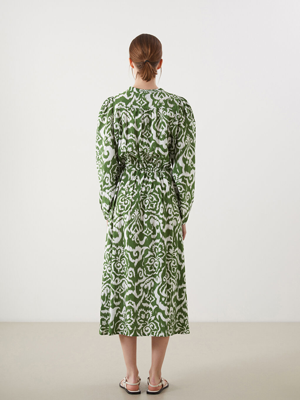 Grandad Collar Patterned Women's Dress -S5HP70Z8-LRR