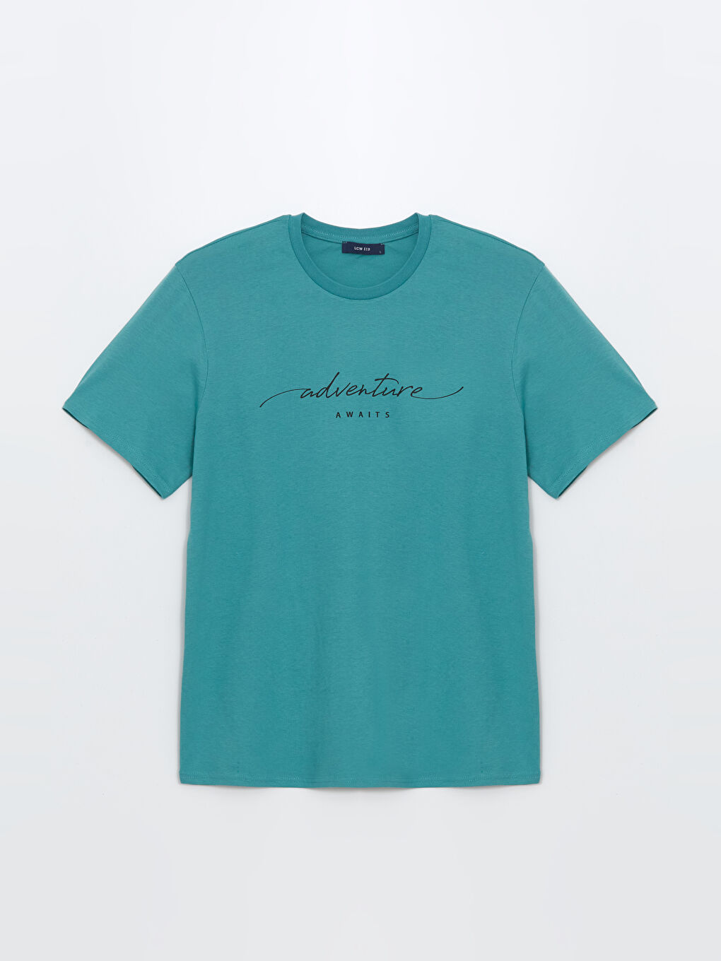 Turkuaz Bisiklet Yaka Baskılı Erkek Tişört-3