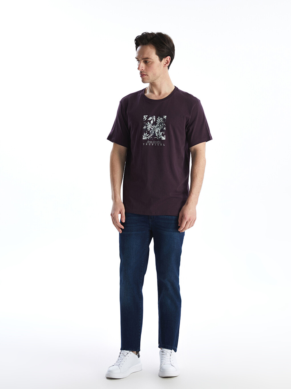 Crew Neck Short Sleeve Printed Combed Cotton Men's T-shirt-1