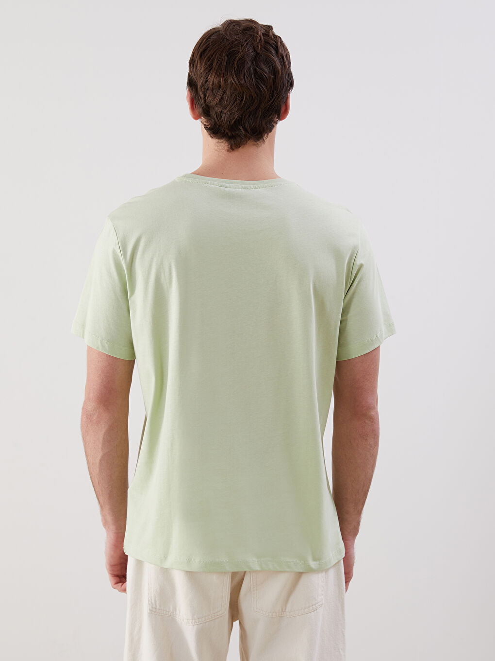 Yeşil Bisiklet Yaka Kısa Kollu Baskılı Penye Erkek Tişört-3