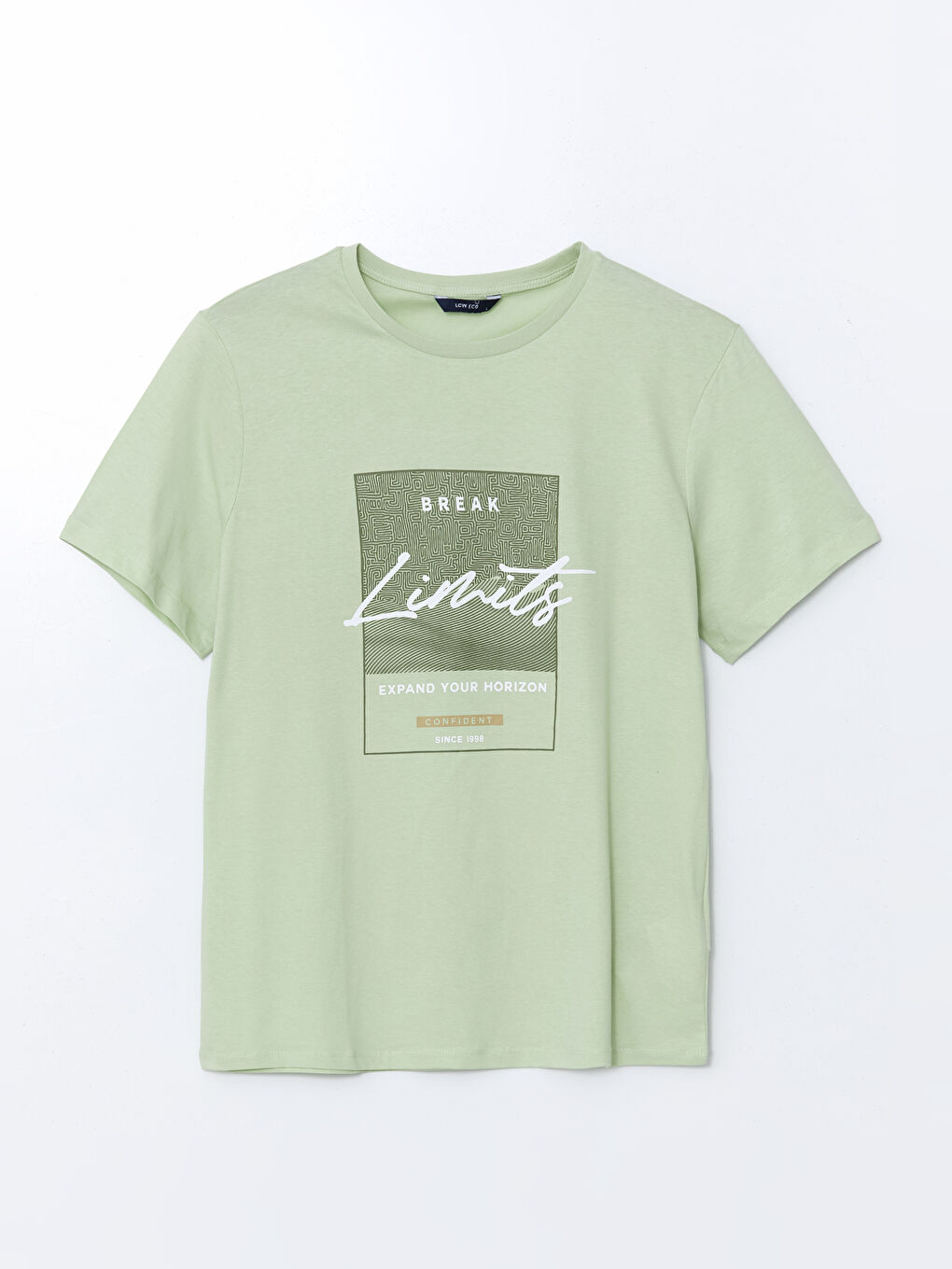 Yeşil Bisiklet Yaka Kısa Kollu Baskılı Penye Erkek Tişört-4