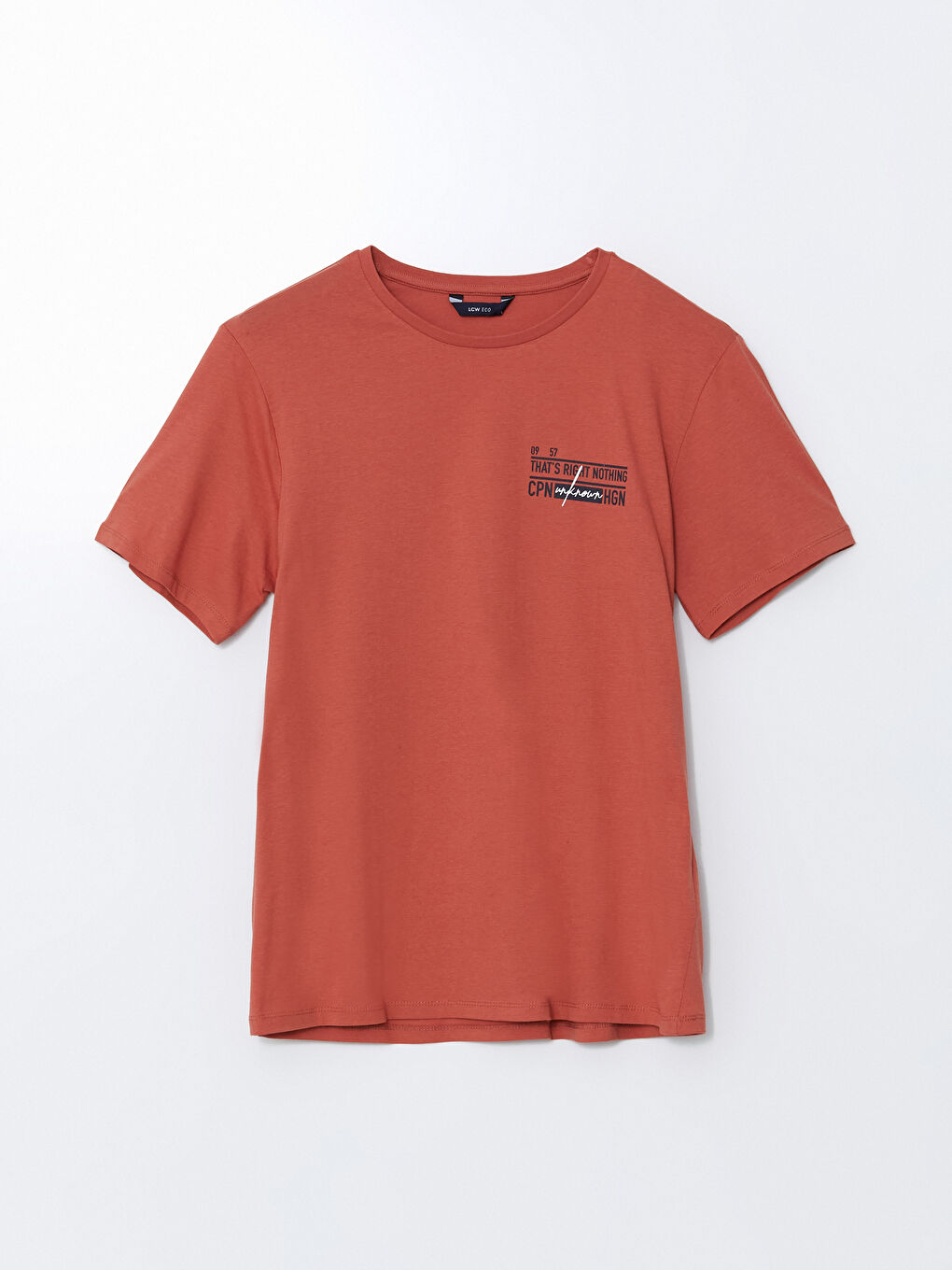 Kahverengi Bisiklet Yaka Kısa Kollu Baskılı Erkek Tişört