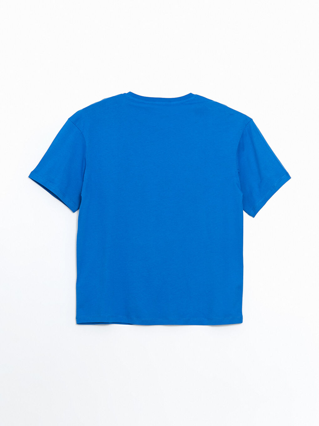 Mavi Bisiklet Yaka Baskılı Penye Erkek Tişört-1