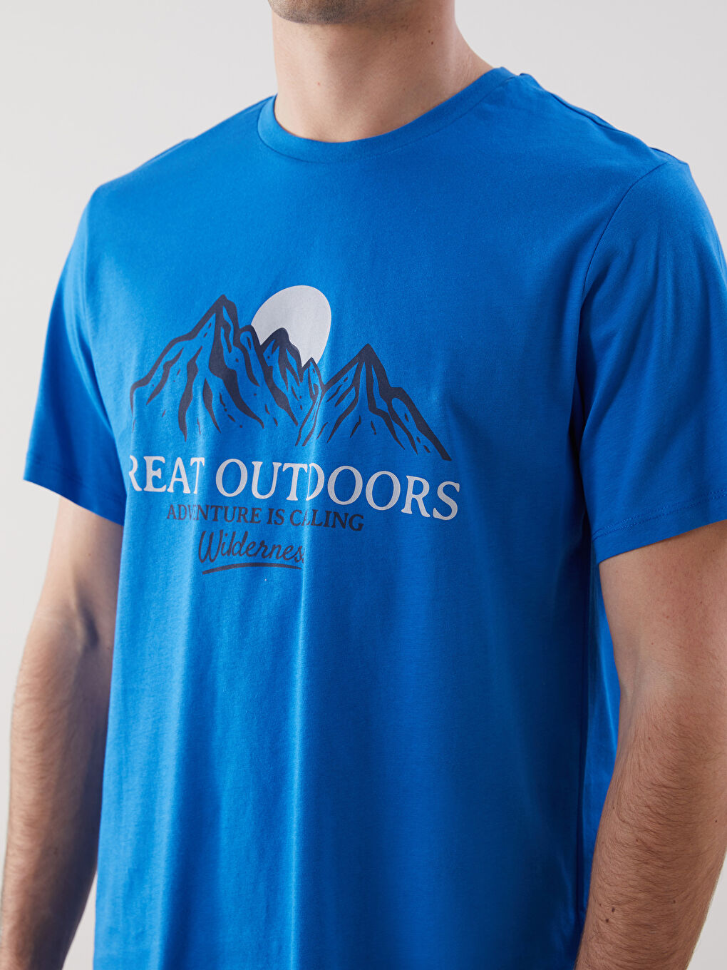 Mavi Bisiklet Yaka Kısa Kollu Baskılı Penye Erkek Tişört-2