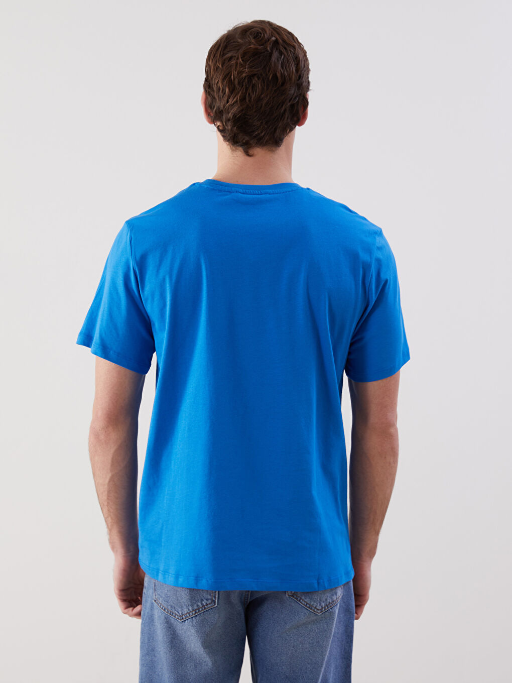 Mavi Bisiklet Yaka Kısa Kollu Baskılı Penye Erkek Tişört-3