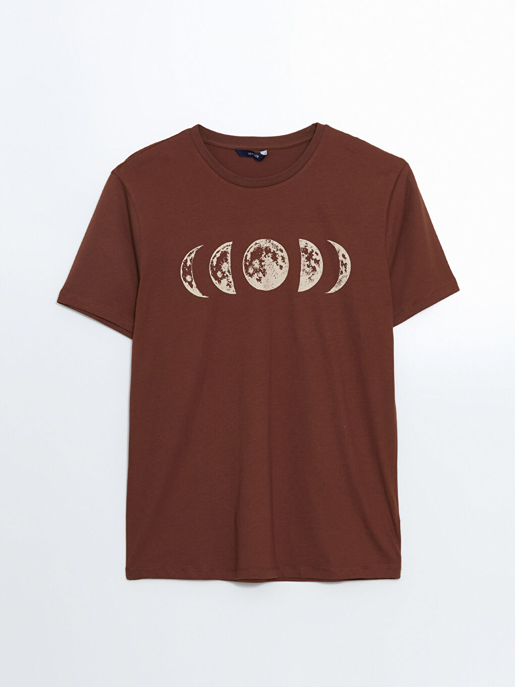 Kahverengi Bisiklet Yaka Baskılı Erkek Tişört-4