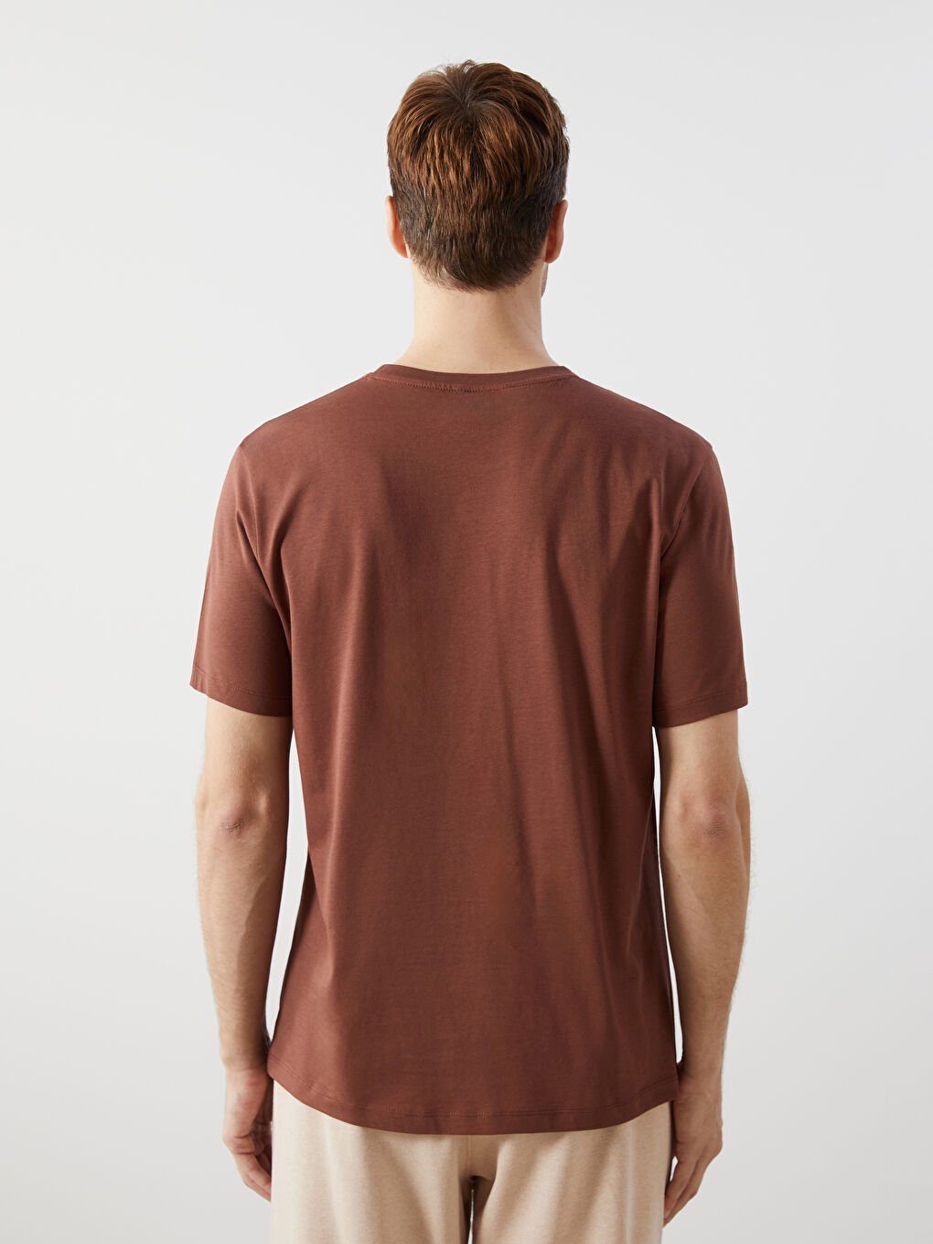 Kahverengi Bisiklet Yaka Baskılı Erkek Tişört-3