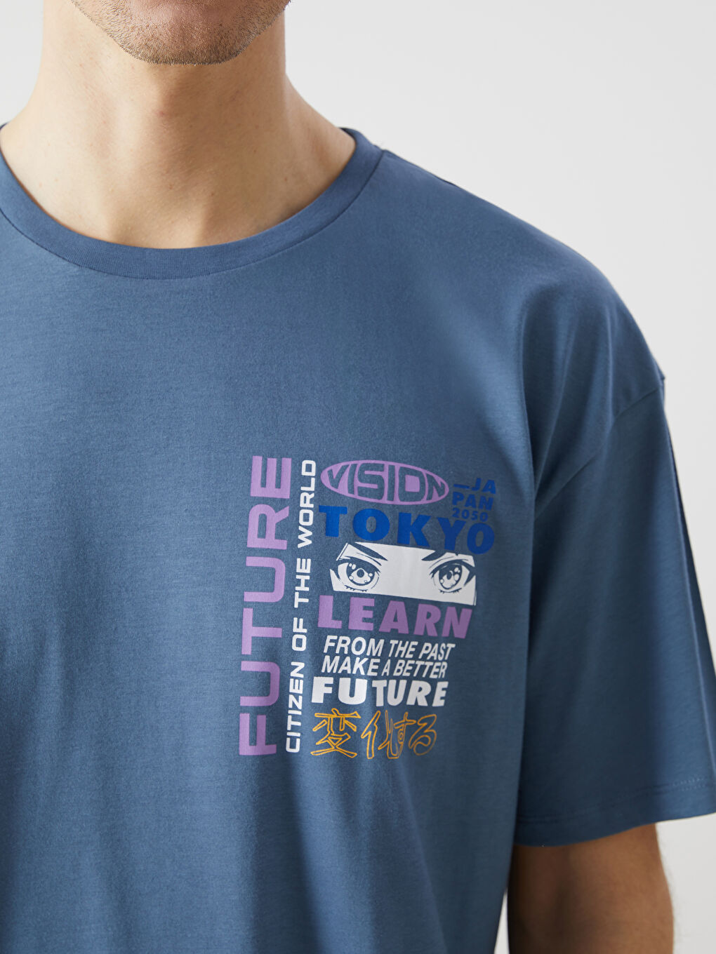 İndigo Bisiklet Yaka Kısa Kollu Baskılı Penye Erkek Tişört-2