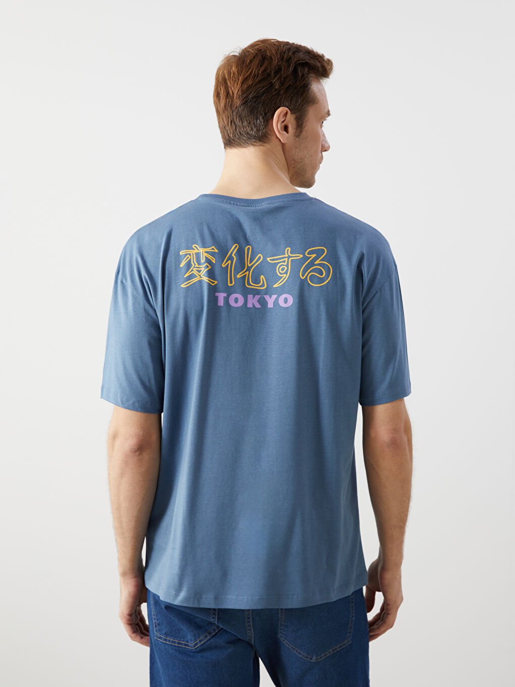 İndigo Bisiklet Yaka Kısa Kollu Baskılı Penye Erkek Tişört-3