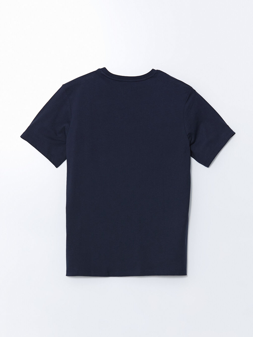 Lacivert Bisiklet Yaka Kısa Kollu Baskılı Penye Erkek Tişört-5