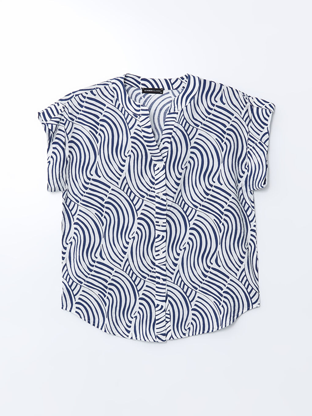 Siyah Kaçık Yaka Desenli Oversize Kadın Bluz-4