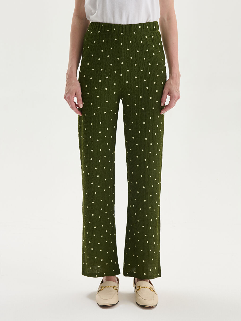 Elasticated Waist Polka Dot Women's Trousers -S5HQ53Z8-LS6