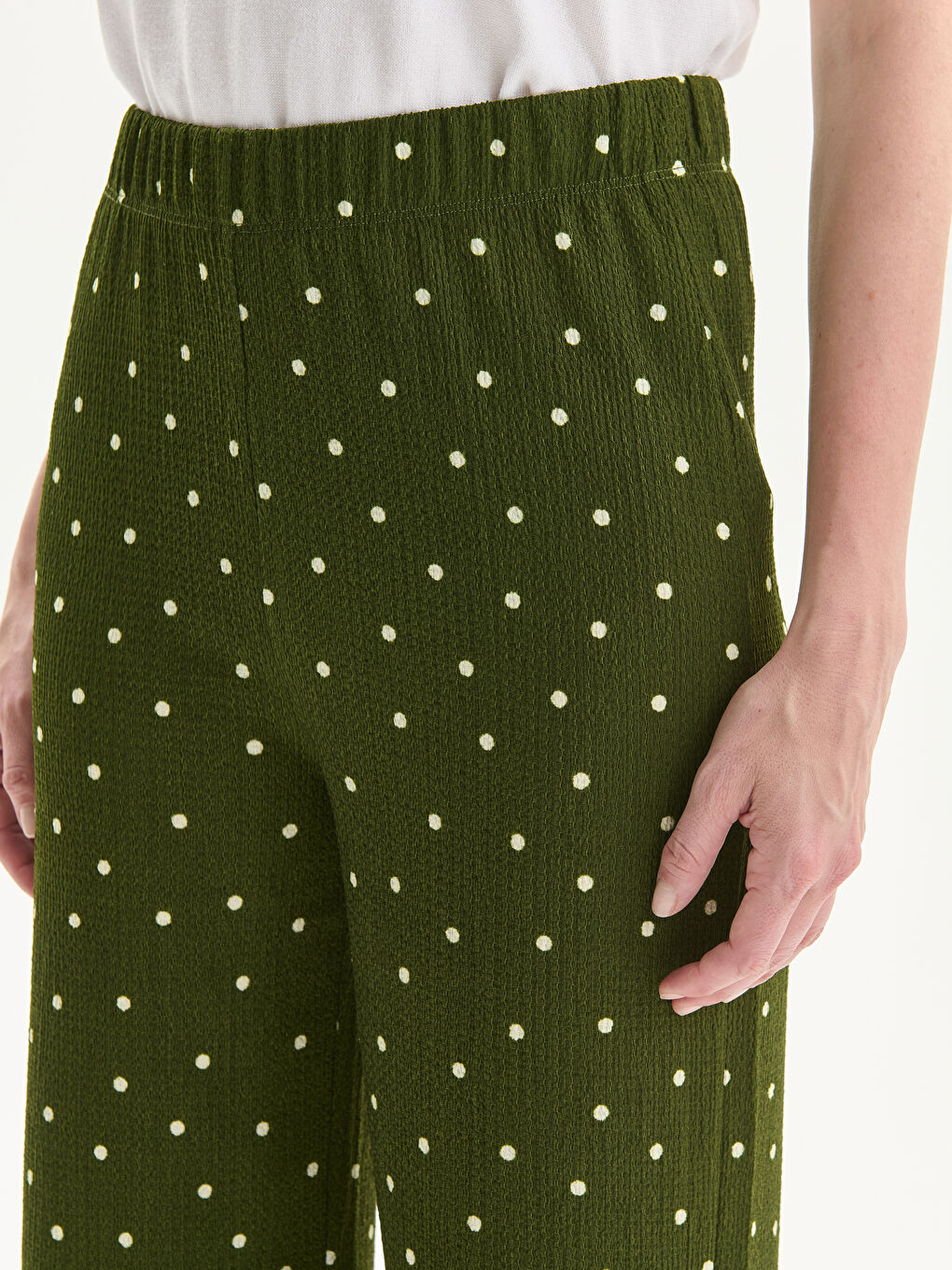 Elasticated Waist Polka Dot Women's Trousers -S5HQ53Z8-LS6