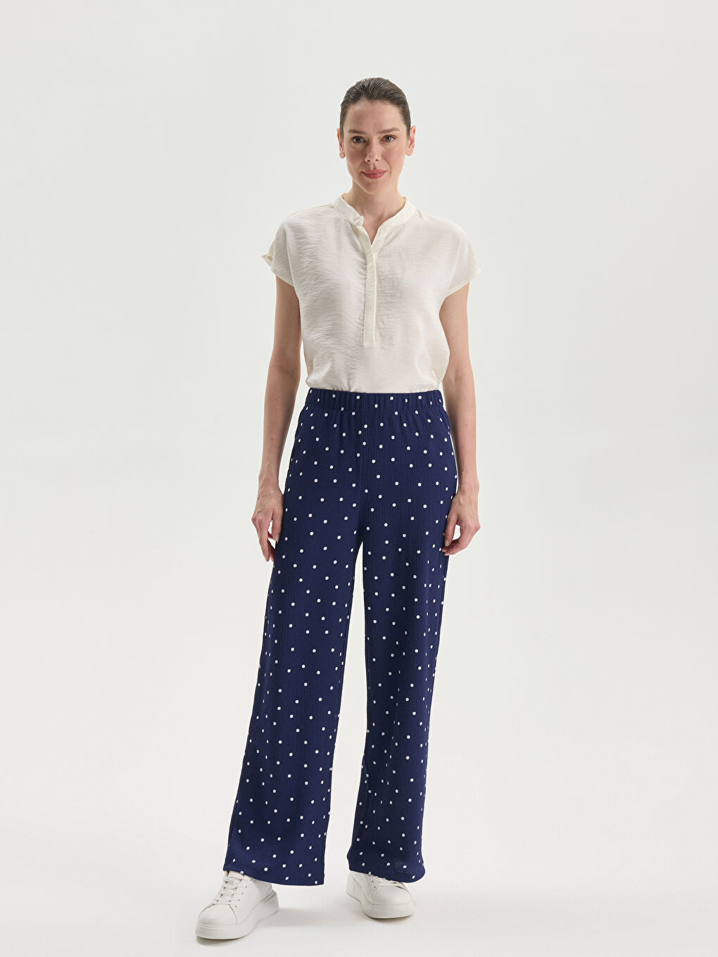 Elasticated Waist Polka Dot Women's Trousers -S5HQ53Z8-LSF