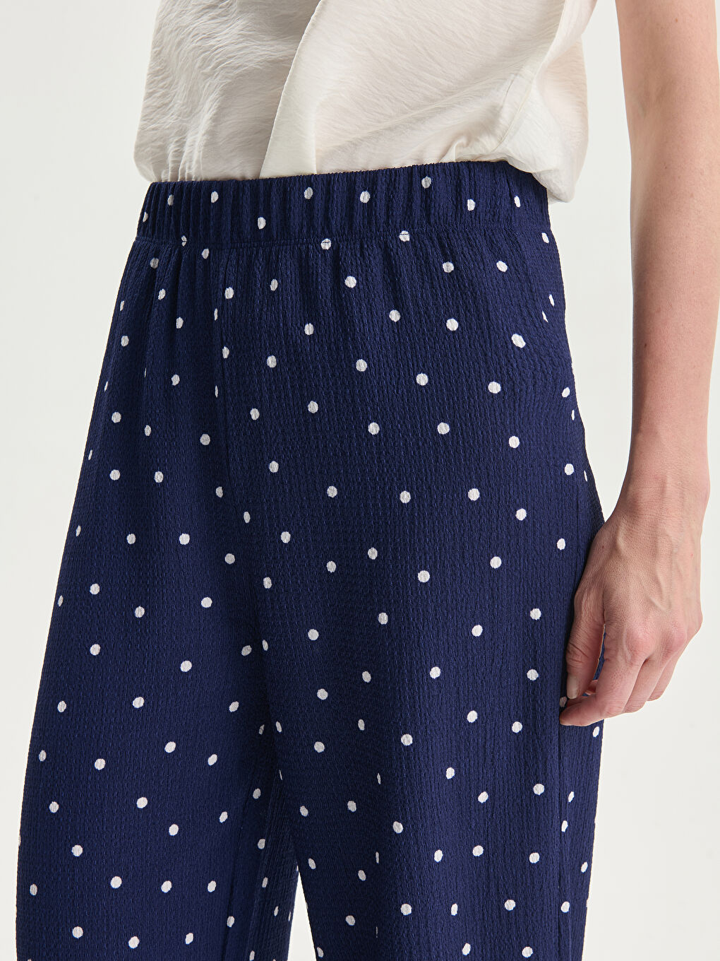 Elasticated Waist Polka Dot Women's Trousers -S5HQ53Z8-LSF