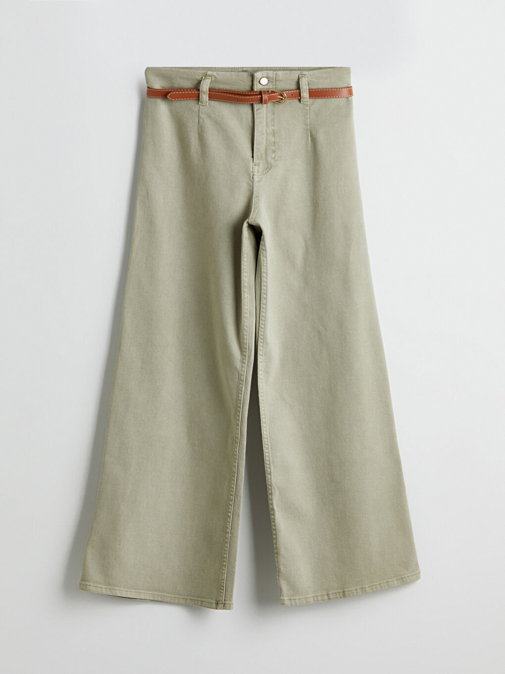 High Waisted Belted Wideleg Women's Jeans-4