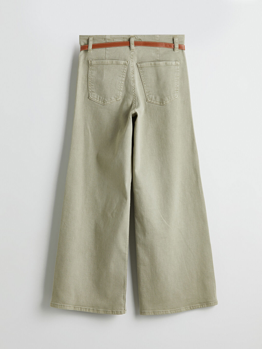 High Waisted Belted Wideleg Women's Jeans-5