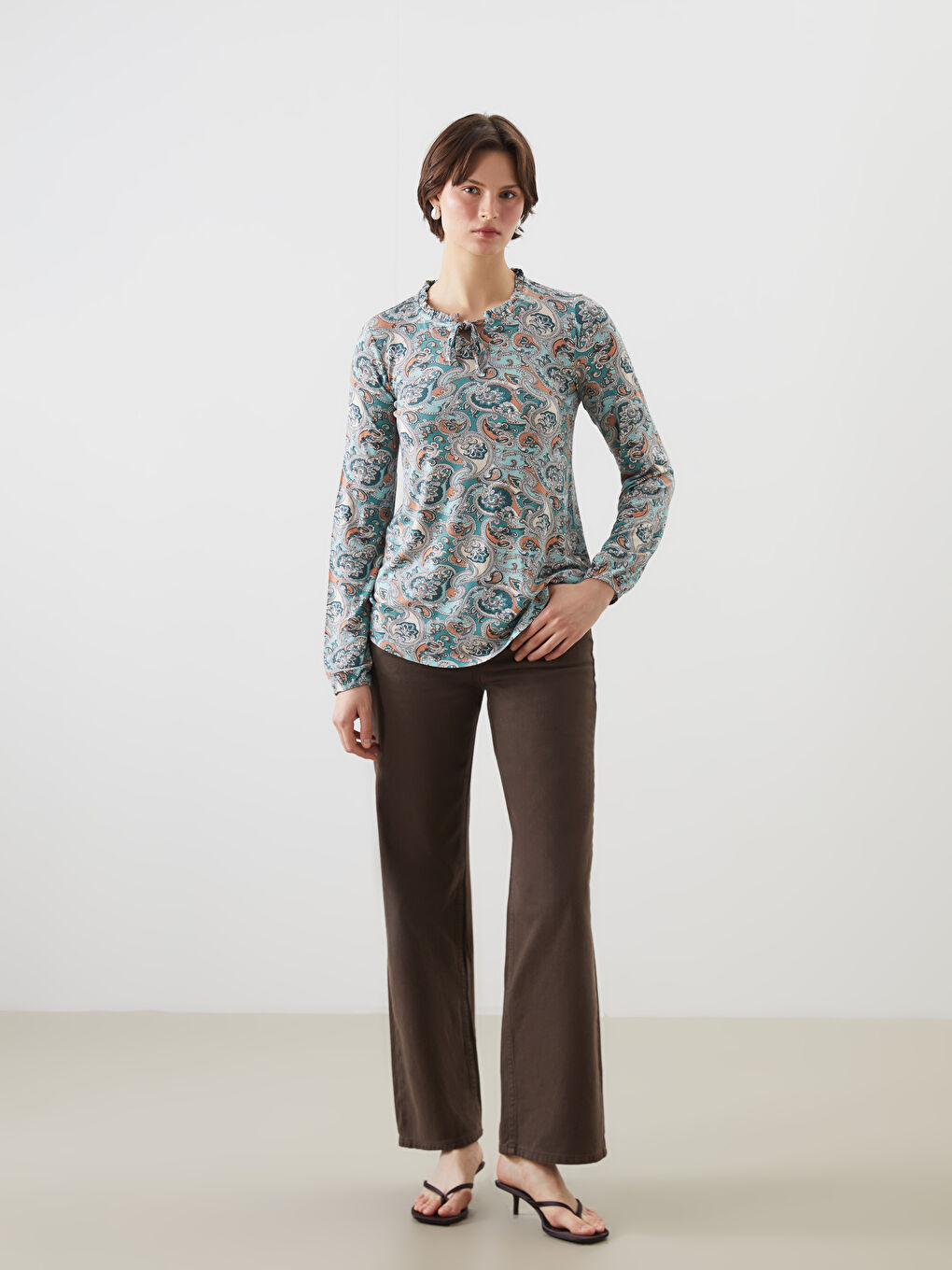 Tie Neck Floral Blouse-1