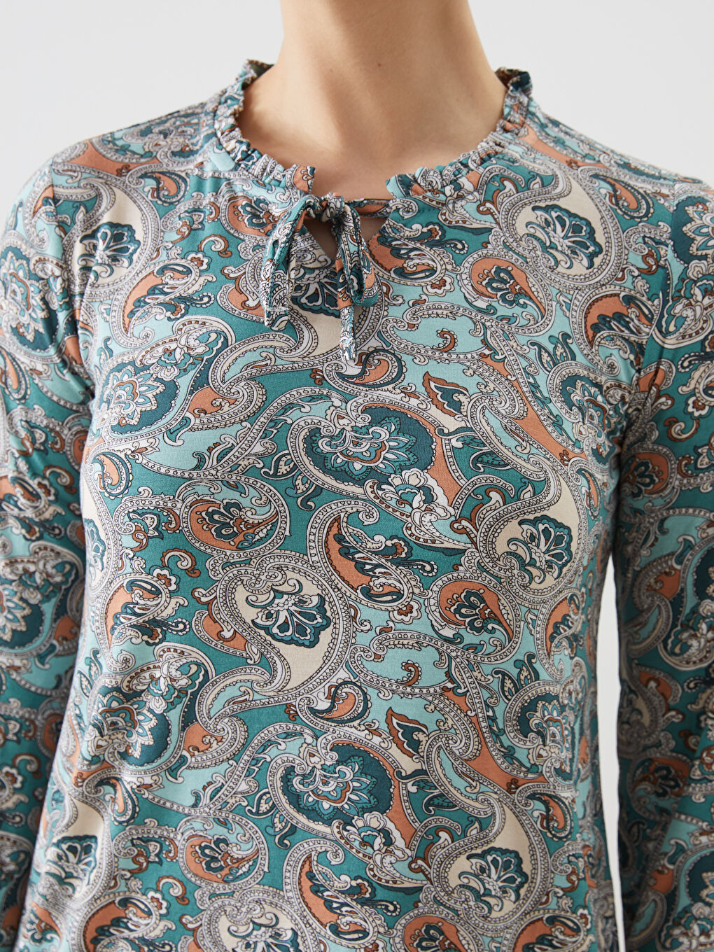 Tie Neck Floral Blouse-2