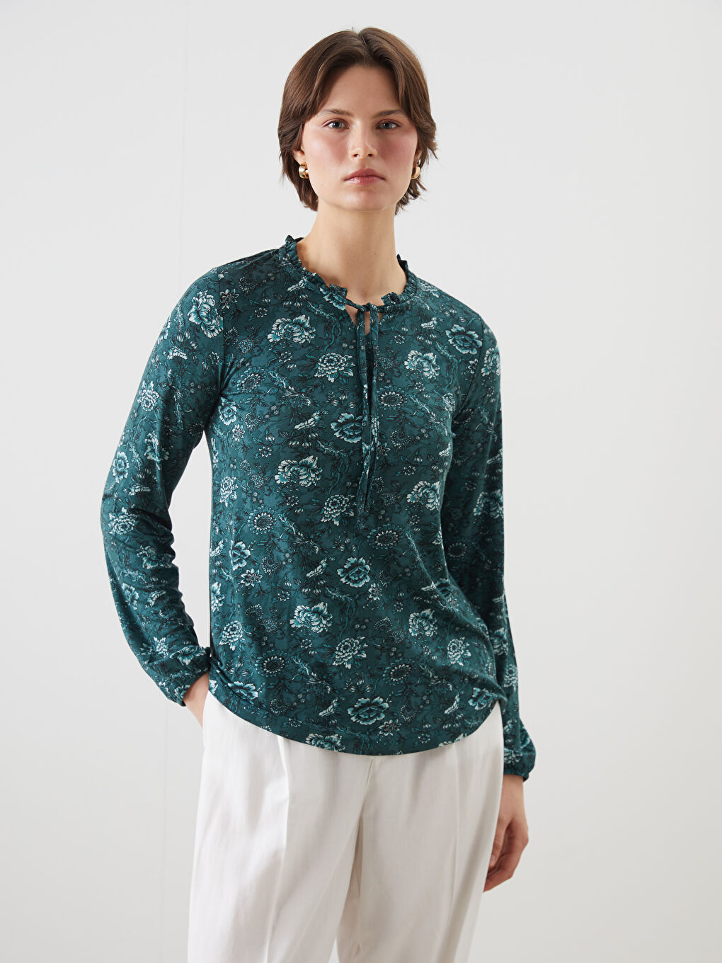 Tie Neck Floral Blouse