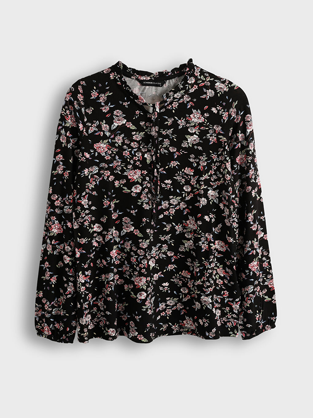 Tie Neck Patterned Long Sleeve Women's Blouse -S5HQ72Z8-SW6