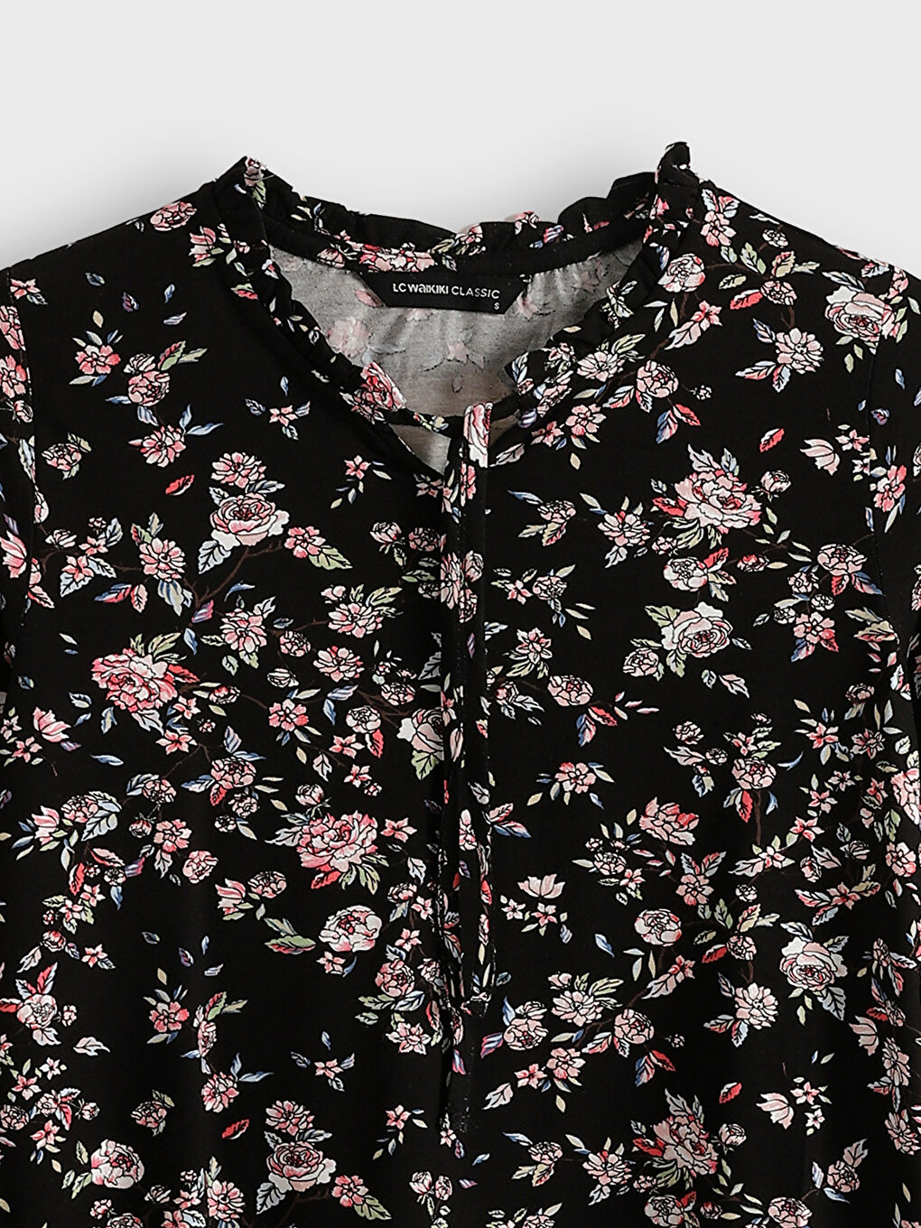 Tie Neck Patterned Long Sleeve Women's Blouse -S5HQ72Z8-SW6