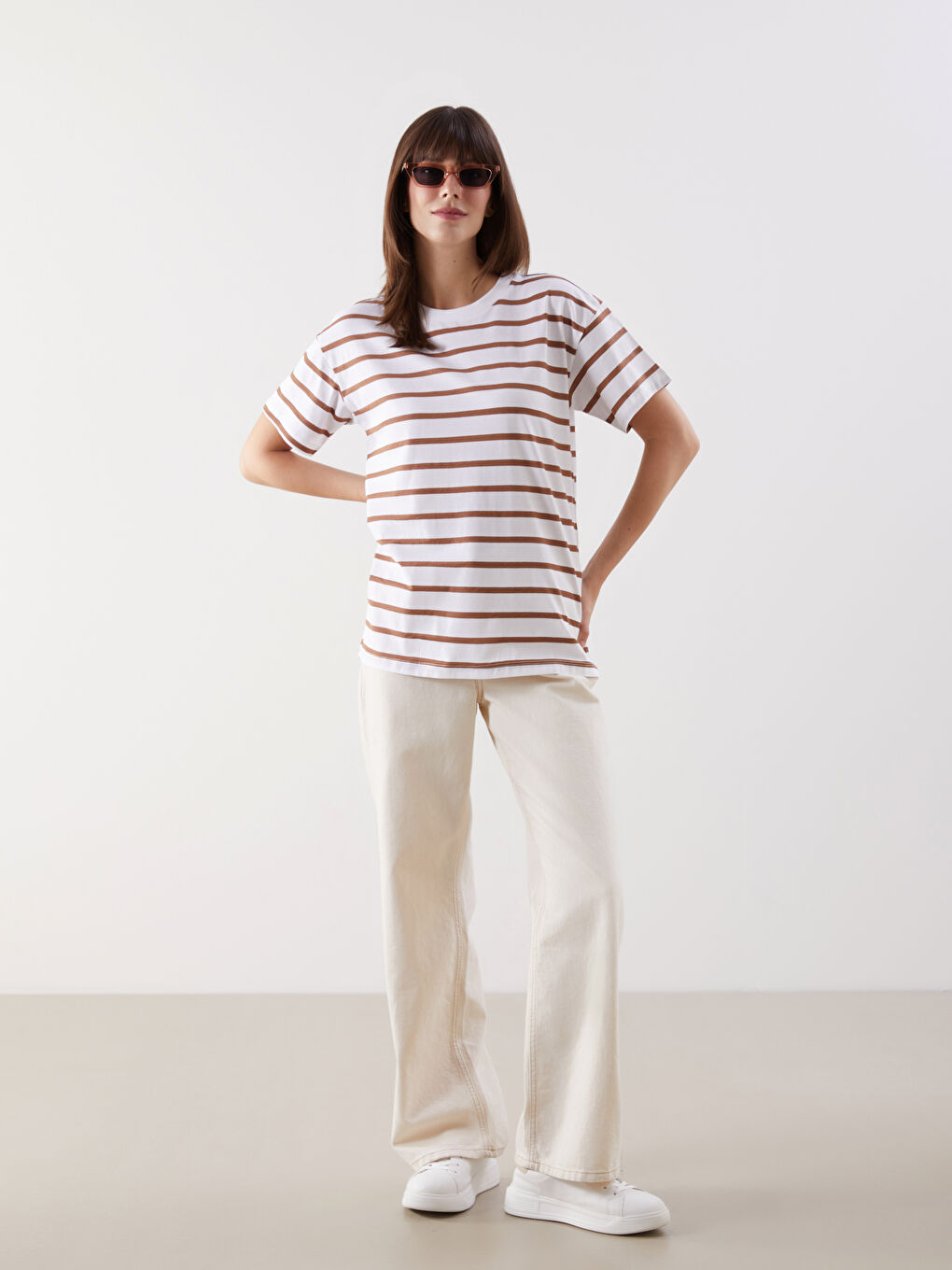 Crew Neck Striped Women T-Shirt -S5HQ99Z8-LEW