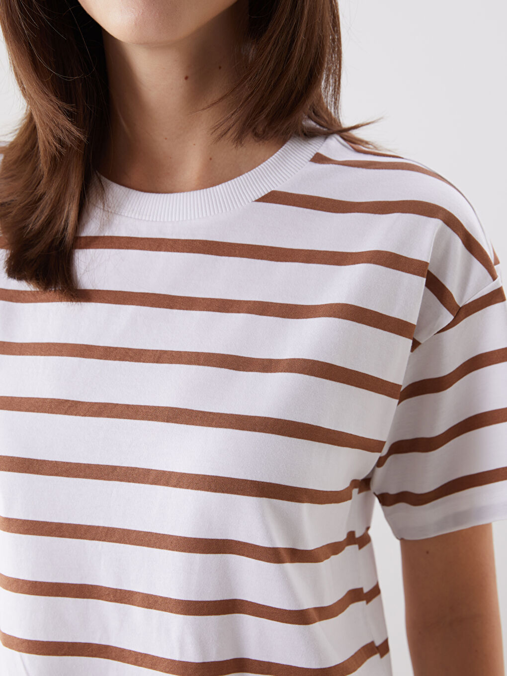 Crew Neck Striped Women T-Shirt -S5HQ99Z8-LEW