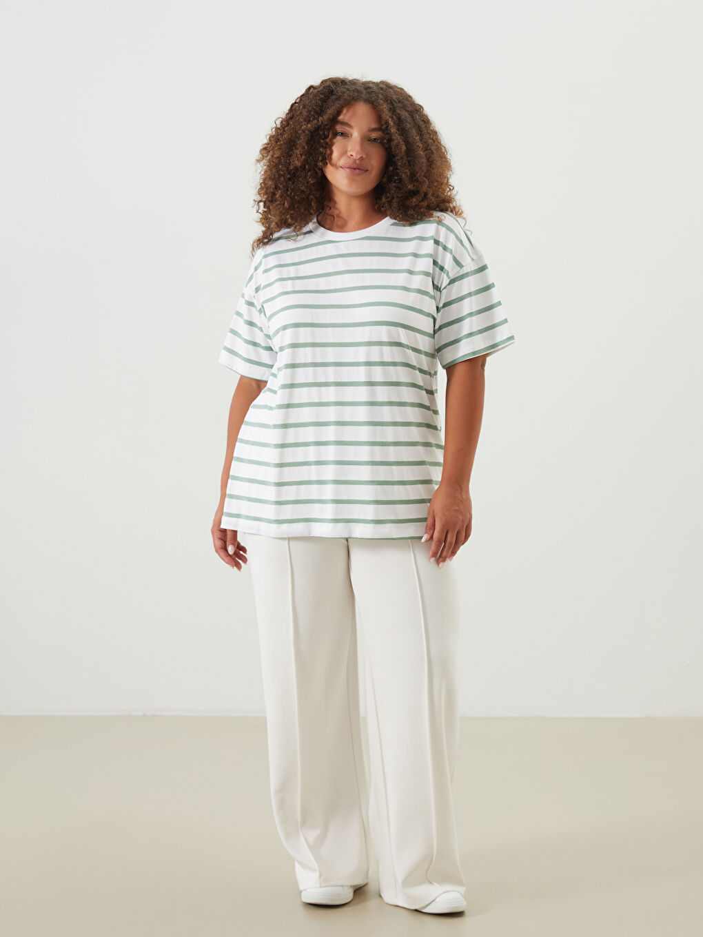 Crew Neck Striped Women's T-Shirt -S5HQ99Z8-LFT