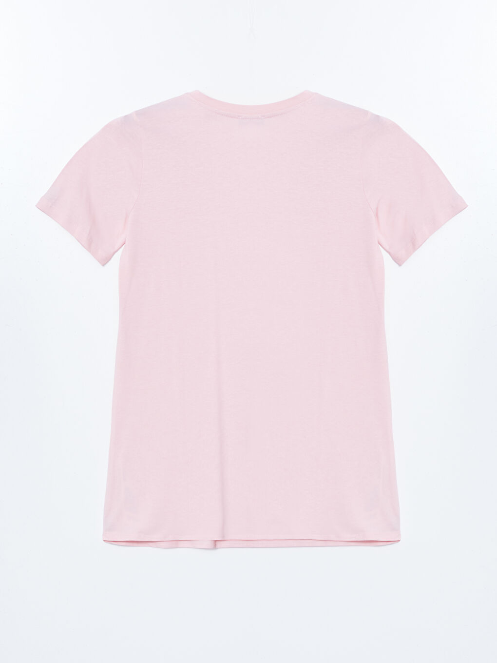 Pembe Bisiklet Yaka Baskılı Kadın Tişört-5