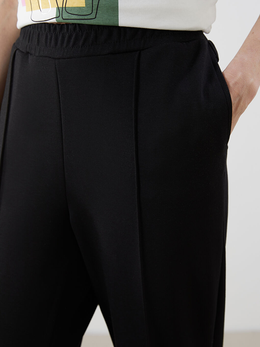 Siyah Beli Lastikli Kadın Eşofman Altı-2