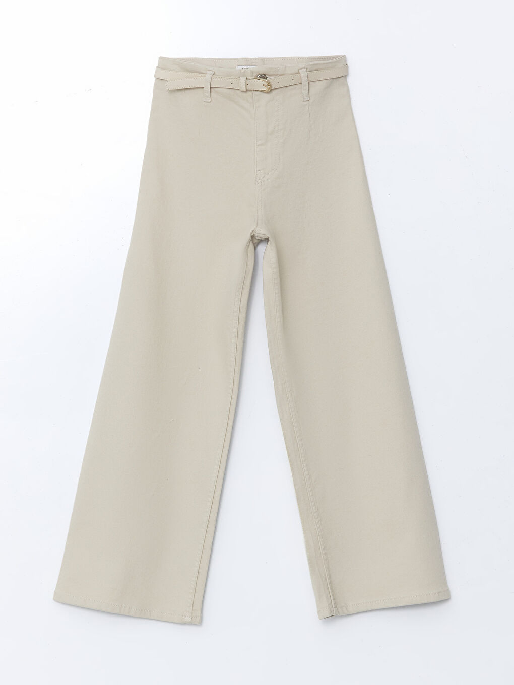 Bej Wideleg Kadın Jean Pantolon-4