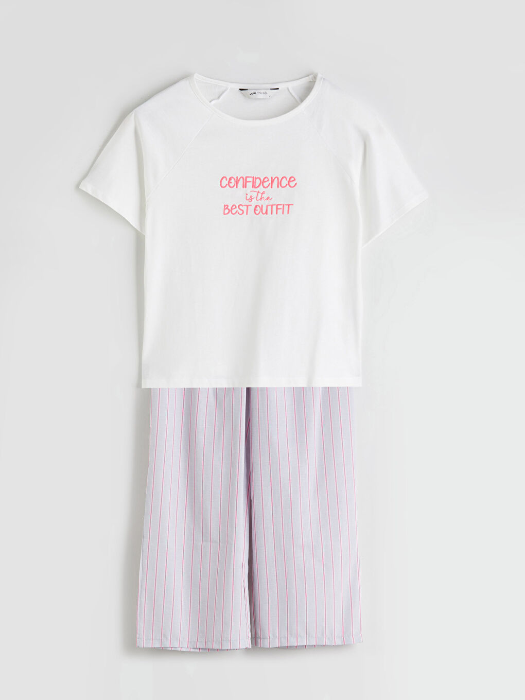 LCW Young Bisiklet Yaka Nakışlı Kadın Pijama Takımı -S5HR33Z8-LEH
