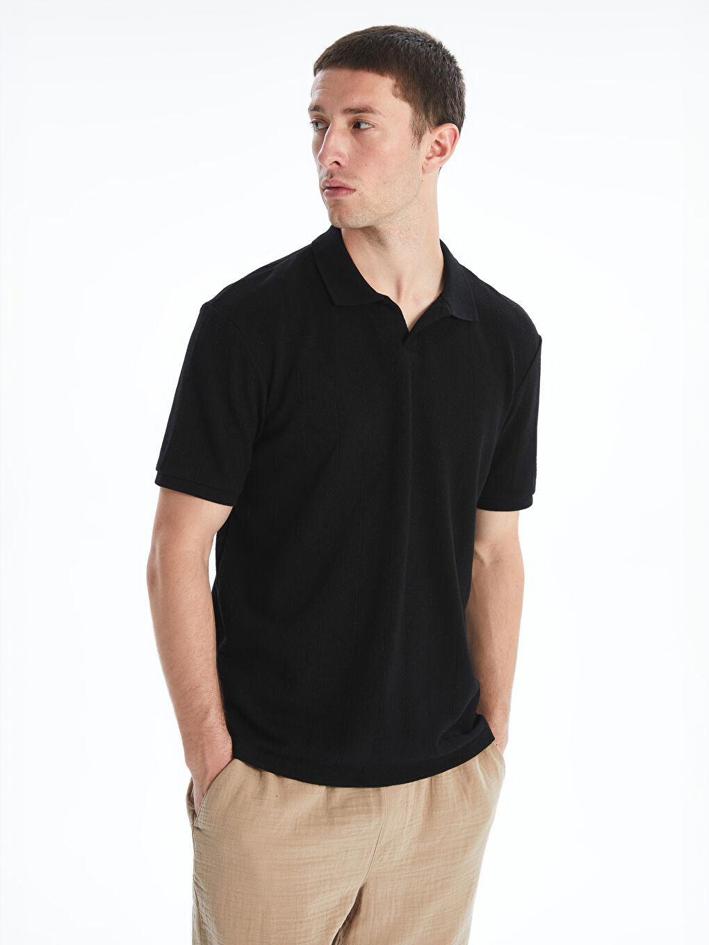 Polo Neck Plain Men's T-Shirt -S5HR34Z8-CVL