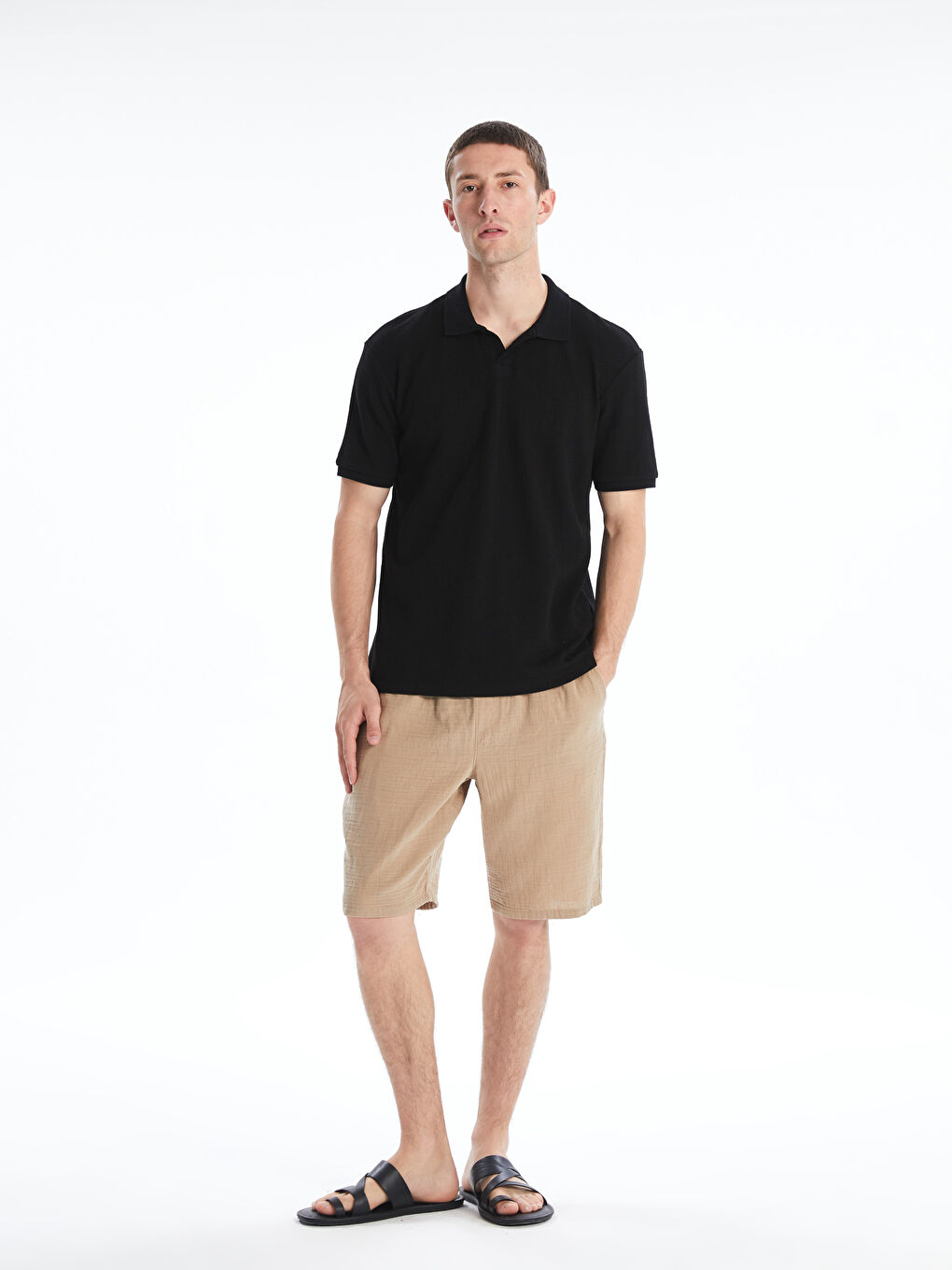Polo Neck Plain Men's T-Shirt -S5HR34Z8-CVL