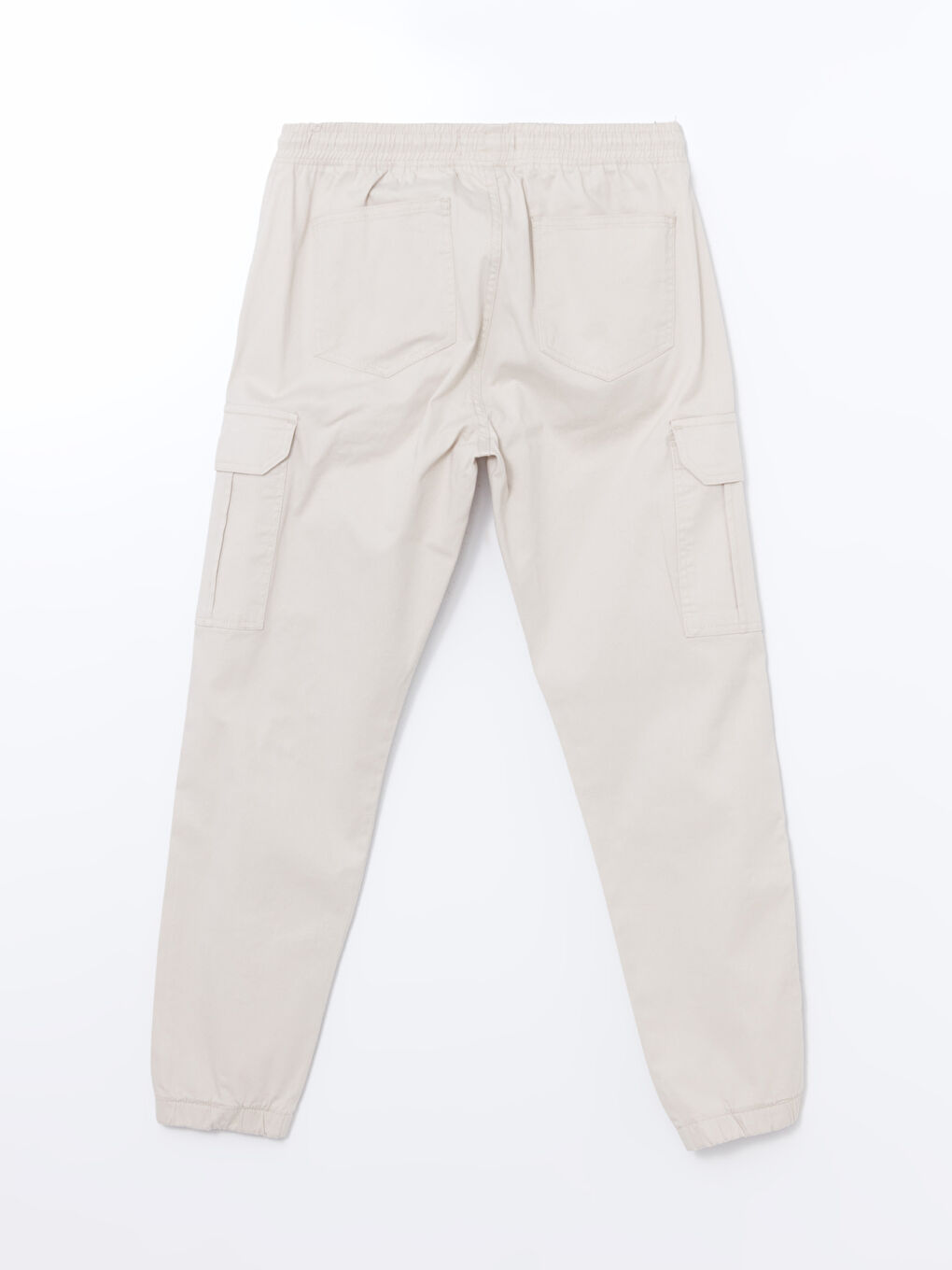 Bej Slim Fit Gabardin Erkek Jogger Pantolon-4