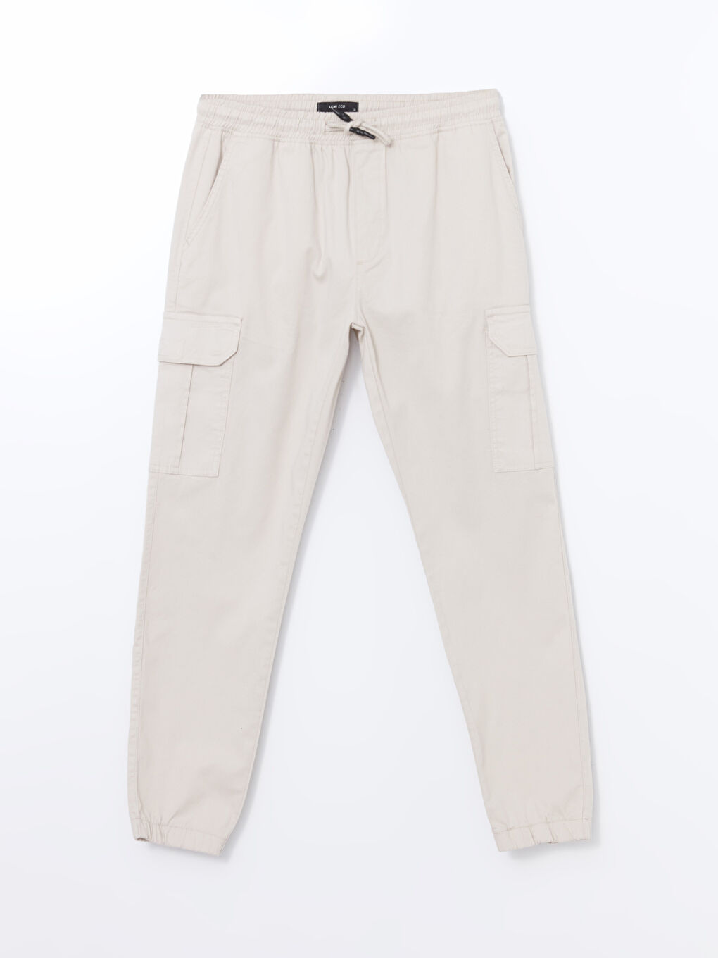 Bej Slim Fit Gabardin Erkek Jogger Pantolon-5