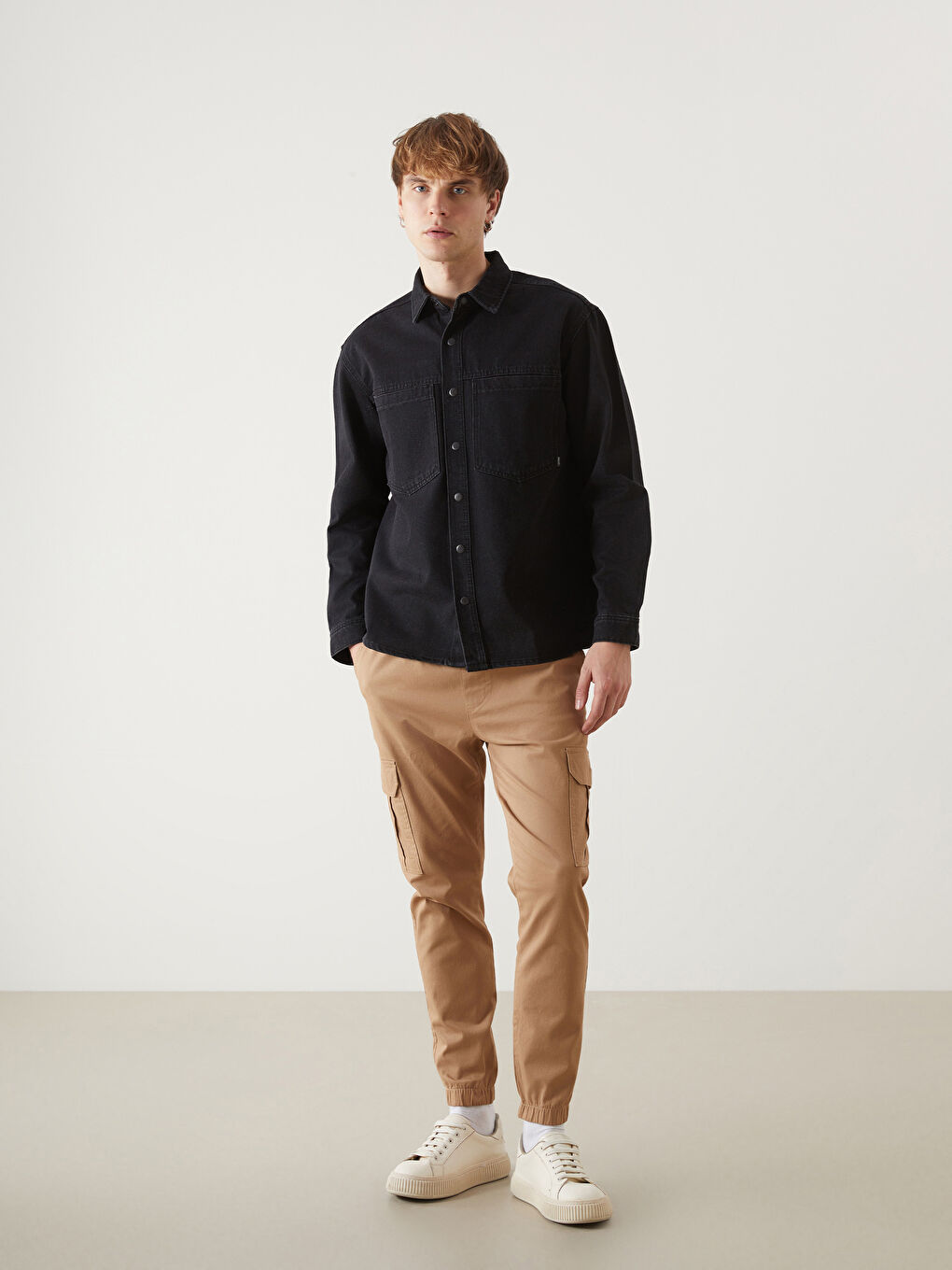 Kahverengi Slim Fit Gabardin Erkek Jogger Pantolon