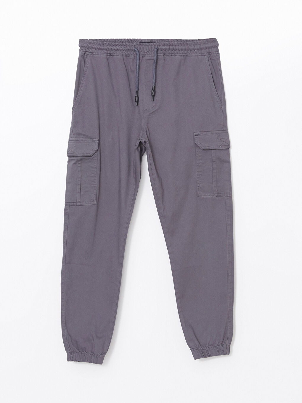 Gri Slim Fit Gabardin Erkek Jogger Pantolon-4