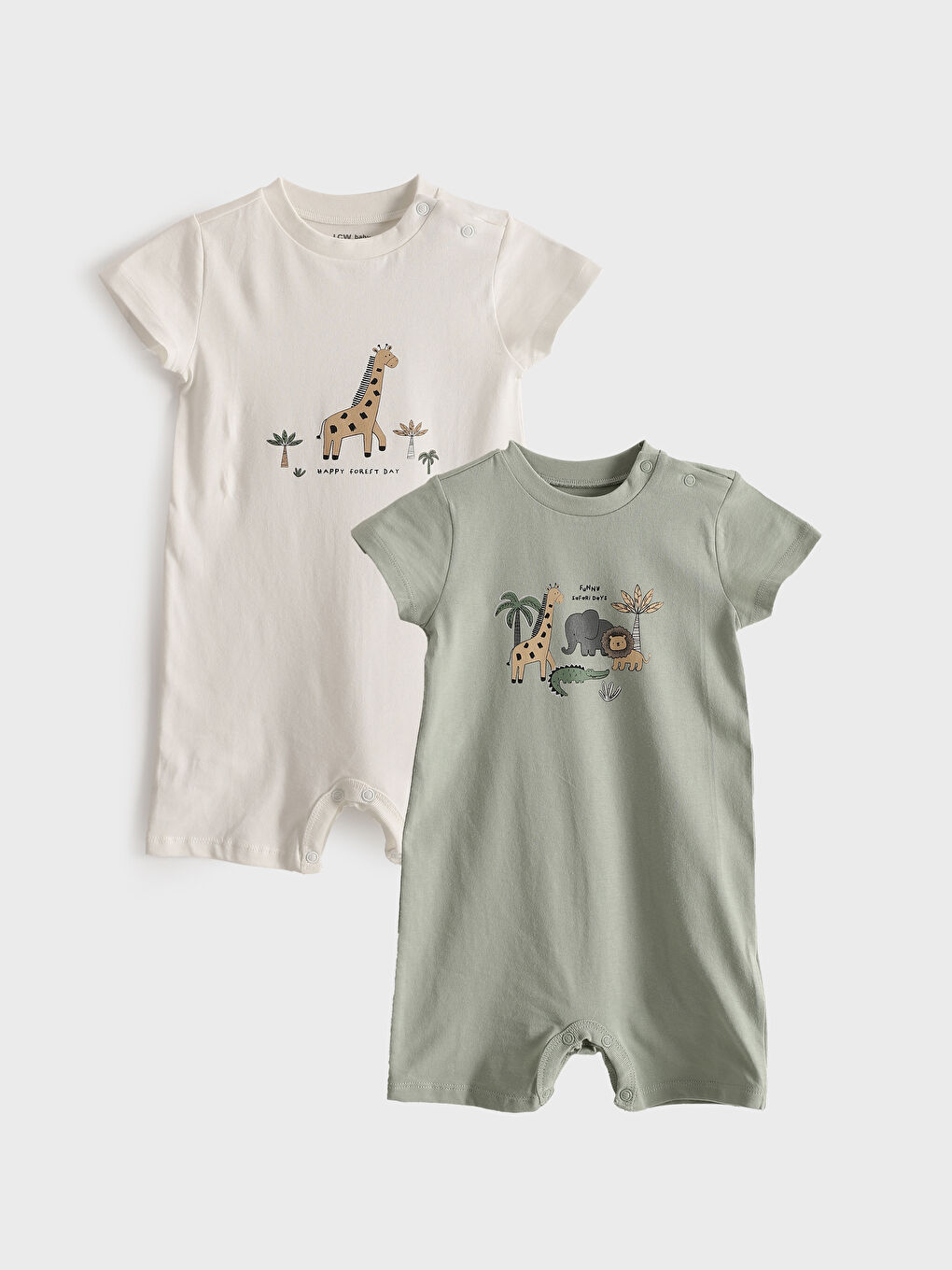 Crew Neck Printed Baby Boys' Jumpsuit 2 Pack -S5HR95Z1-FLL
